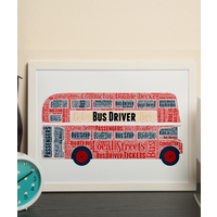 Double Decker Bus Word Art - Bus Driver Gift