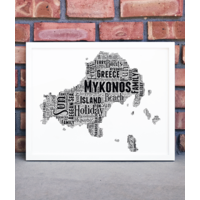 Mykonos Personalised Word Art Map
