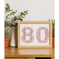 Personalised 80th Birthday Word Art Gift