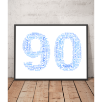 Personalised 90th Birthday Word Art Gift