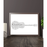 Personalised Acoustic Guitar - Word Art Print