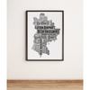 Personalised Bedfordshire Map Word Art Print