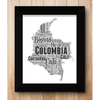 Personalised Colombia Word Art Map