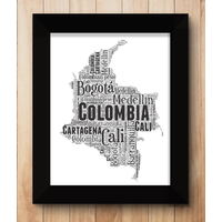Personalised Colombia Word Art Map