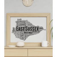 Personalised East Sussex Word Art Map