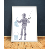 Personalised Fisherman Gift - Word Art Picture