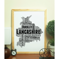 Personalised Lancashire Word Art Map