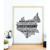 Personalised Leicestershire Word Art Map