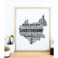 Personalised Leicestershire Word Art Map