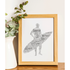 Personalised Male Surfer Word Art Gift