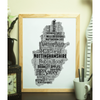 Personalised Nottinghamshire Word Art Map