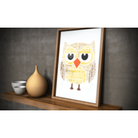 Personalised Owl Word Art - Teacher Gift