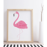 Personalised Pink Flamingo Word Art Picture Print Gift