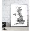 Personalised UK Map Word Art Print