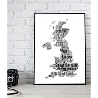 Personalised UK Map Word Art Print