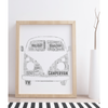 Personalised VW Style Campervan - Front View - Word Art Print
