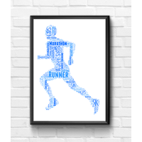 Running Man - Male Runner Word Art Print
