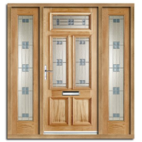 Danielle Regal Exterior Oak Door and Frame Set with Two Side Screens and Regal Double Glazing