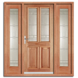 Derby Exterior Hardwood Door and Frame Set with Two Side Screens and Elegant Double Glazing