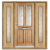 Derby Exterior Oak Door and Frame Set with Two Side Screens and Zinc Double Glazing