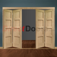Free fold Oak Shaker 4 Panel Style Folding 4 Door Set,  Height 2090mm,  Width 2502mm.