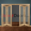 Free fold Oak Worcester Style Folding 4 Door Set with Clear Glass,  Height 2090mm,  Width 2502mm