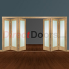 Freefold Oak Pattern 10 Style Folding 6 Door Set with Obscure Glass,  Height 2090mm,  Width 3726mm
