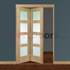 Freefold Oak Shaker 4 Pane Style Folding 2 Door Set with Obscure Glass,  Height 2090mm,  Width 1278mm