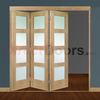 Freefold Oak Shaker 4 Pane Style Folding 3 Door Set with Obscure Glass,  Height 2090mm,  Width 1890mm