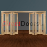 Freefold Oak Worcester Style Folding 6 Door Set with Clear Glass,  Height 2090mm,  Width 3726mm