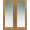 JBK River Oak Thames 1 Light Door Pair with Etched Lines on Clear Glass