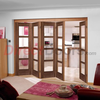 Nuvu Roomfold Vancouver Walnut 5 Door Set with Clear Glass,  2078mm high and 3502mm wide