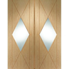 Sassari Oak Flush Door Pair,  Groove Design & Clear Glass