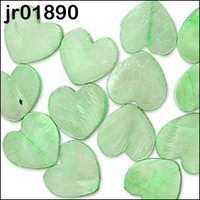 13 x apple green heart shell beads