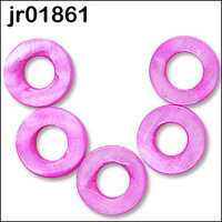 5 x pink shell hoop beads