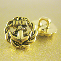 Anchor Button. Gold. 14mm / 22 Ligne