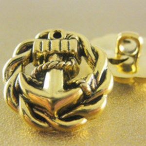 Anchor Button. Gold. 25mm / 40 Ligne