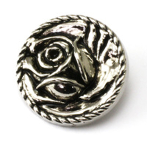 English Rose Button. Silver. 25mm / Ligne 39