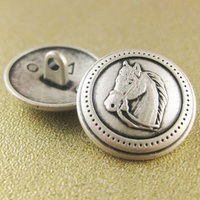 Horse Head Button. Silver. 20mm / Ligne 32