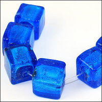 Lampwork Cube Beads. Ocean. 12mm x 12mm
