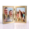 Engraved Gold Double Folding Photo Frame