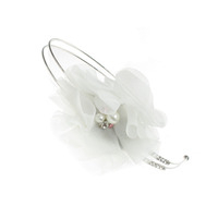 Off White Crystal Chiffon Flower Headband