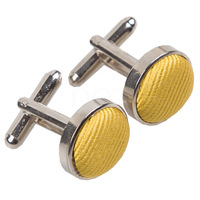 Plain Ribbed Gold Silk Cufflinks