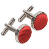 Plain Ribbed Poppy Red Silk Cufflinks