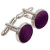 Plain Ribbed Purple Silk Cufflinks