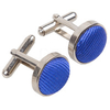 Plain Ribbed Royal Blue Silk Cufflinks