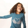Swan Print Long-sleeved Top in Blue with Mother of Pearl Buttons