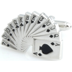 Playing Card Cufflinks in Silver Colour
