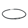 Stainless Steel Black Leather Disc Necklace