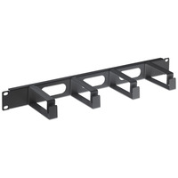 Intellinet 19"" Cable Management Panel,  1U,  4 long plastic rings,  Black